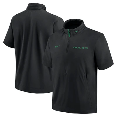 Veste à capuche manches courtes et demi-zip Nike Oregon Ducks 2024 Sideline Coach pour homme, noire