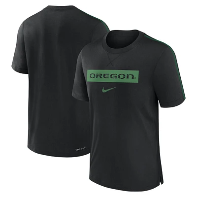 T-shirt Nike noir Oregon Ducks 2024 Sideline Player Performance Tri-Blend pour homme