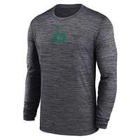 T-shirt Nike noir à manches longues pour homme, Oregon Ducks 2025 Sideline Velocity Performance