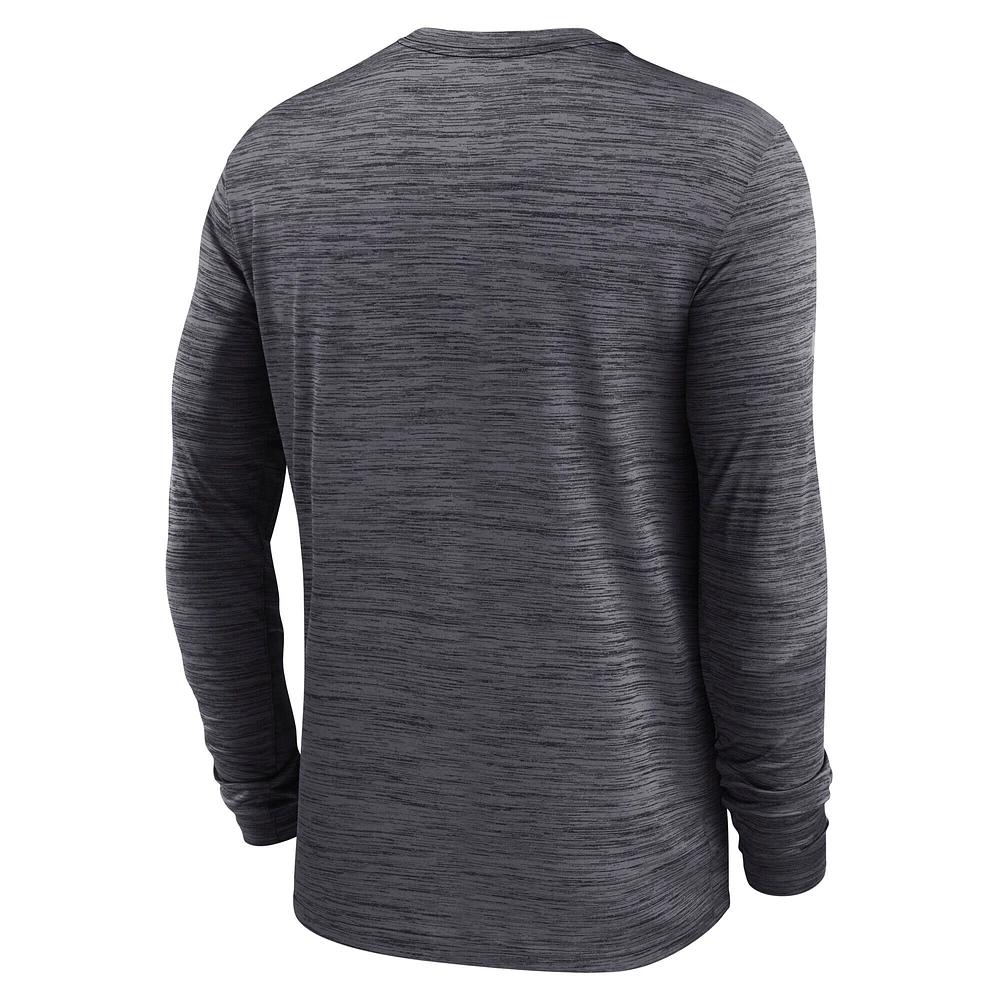 T-shirt Nike noir à manches longues pour homme, Oregon Ducks 2025 Sideline Velocity Performance