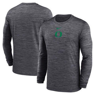 T-shirt Nike noir à manches longues pour homme, Oregon Ducks 2025 Sideline Velocity Performance