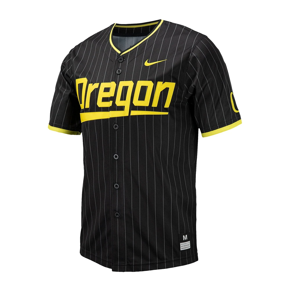 Men's Nike Black Oregon Ducks Pinstripe Replica Baseball Jersey