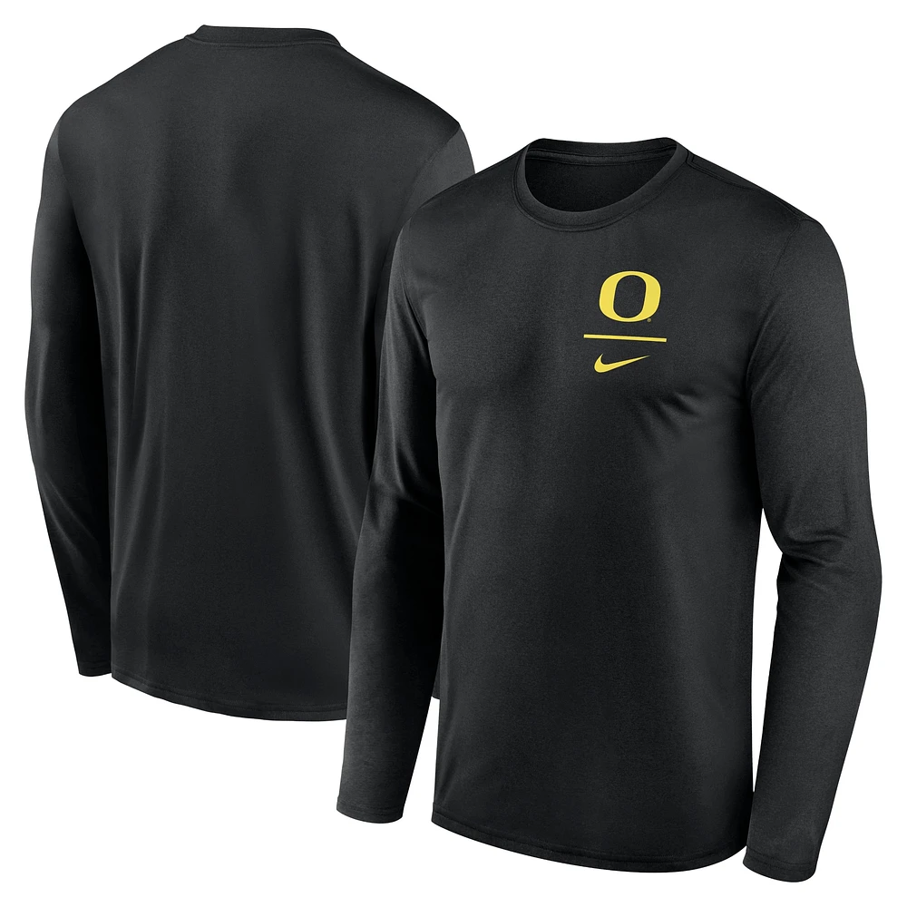 Men's Nike Oregon Ducks Primary Stack Legend Long Sleeve T-Shirt