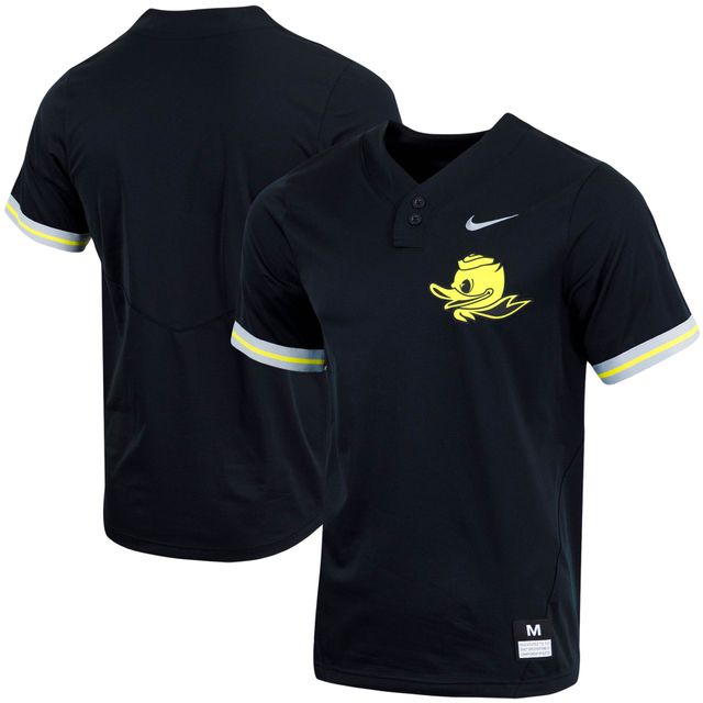 Maillot de baseball à deux boutons Nike pour hommes, noir, réplique des Ducks l'Oregon