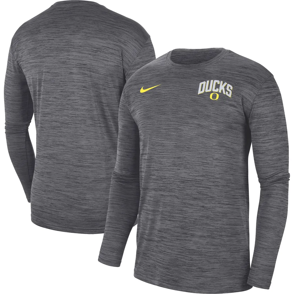 Men's Nike Charcoal Oregon Ducks Sideline Game Day Velocity Performance  Long Sleeve T-Shirt