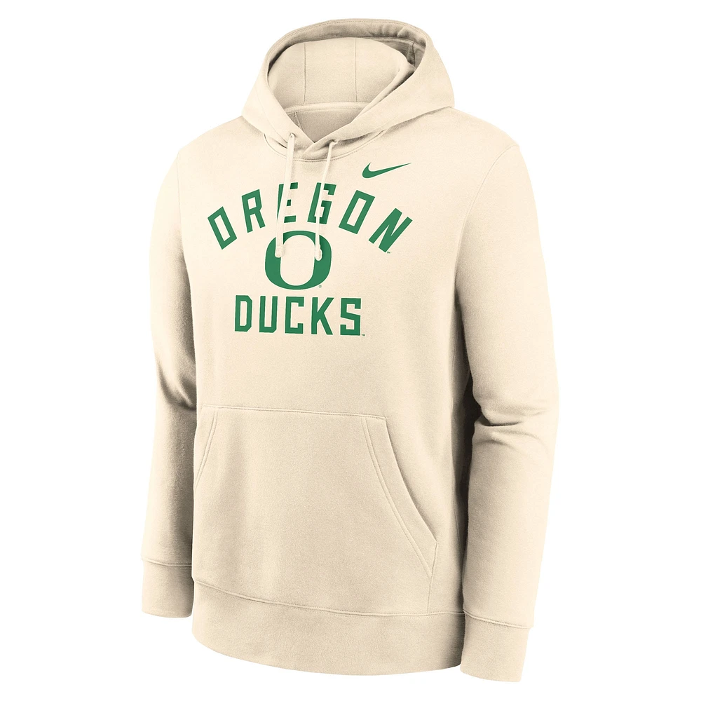 Men's Nike Cream Oregon Ducks Arch Logo Pullover Hoodie