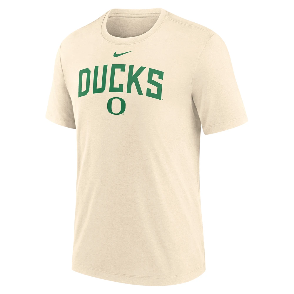 Men's Nike  Cream Oregon Ducks Natural Arch Logo Triblend T-Shirt