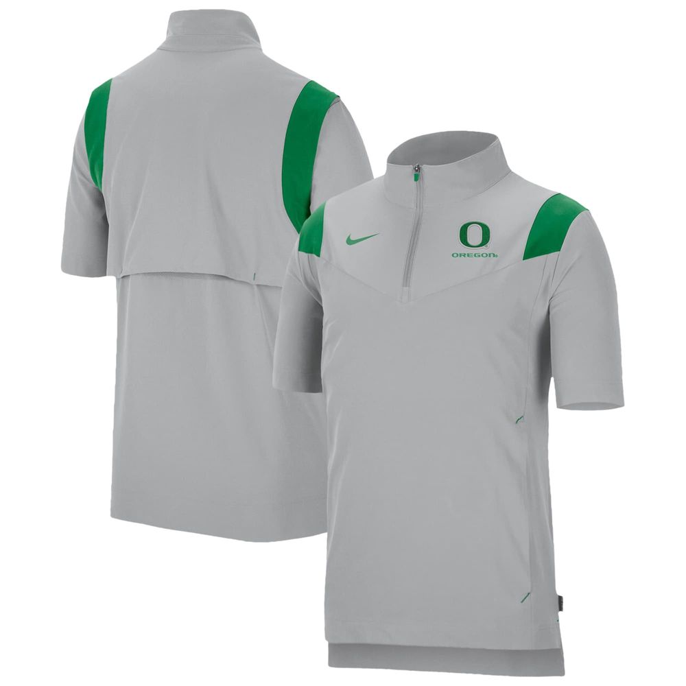 Men's Nike Gray Oregon Ducks Coach Short Sleeve Quarter-Zip Jacket