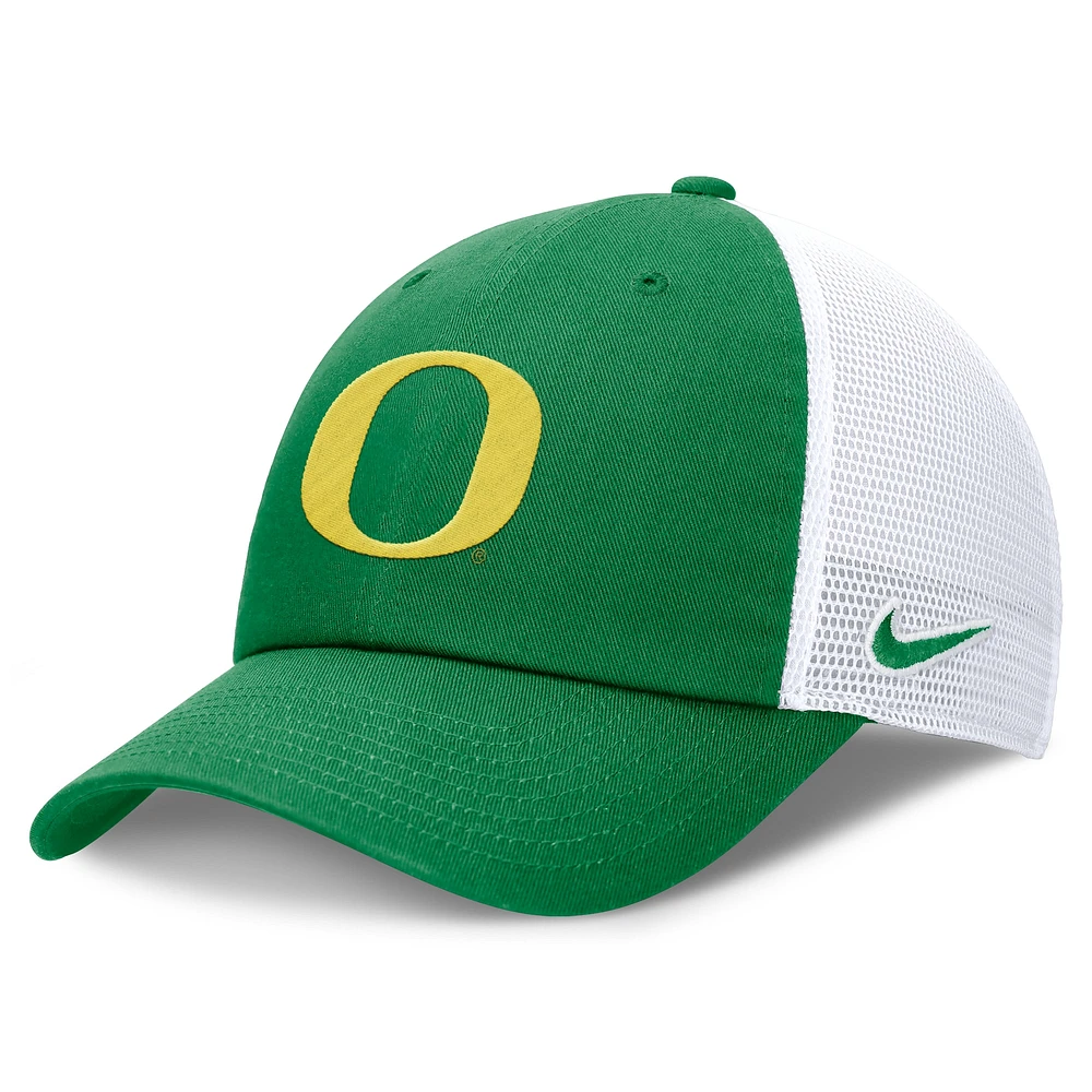 Casquette ajustable Nike verte/blanche Oregon Ducks Club Trucker pour homme