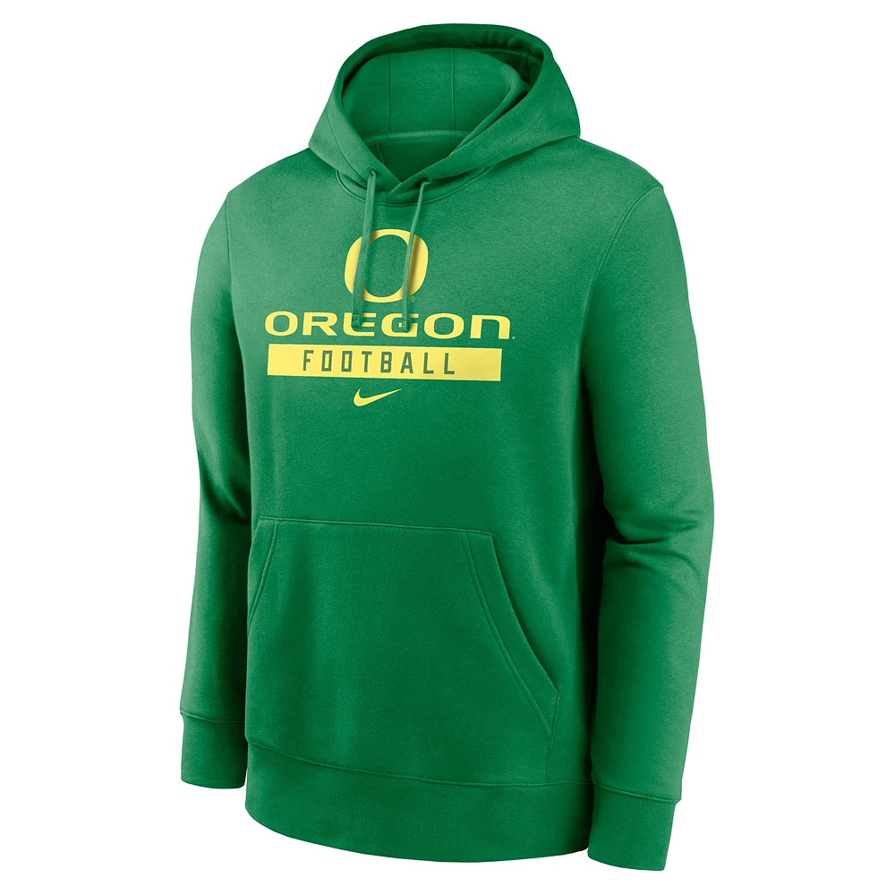 Sweat à capuche en polaire Nike Oregon Ducks Football Stack Club pour homme, vert