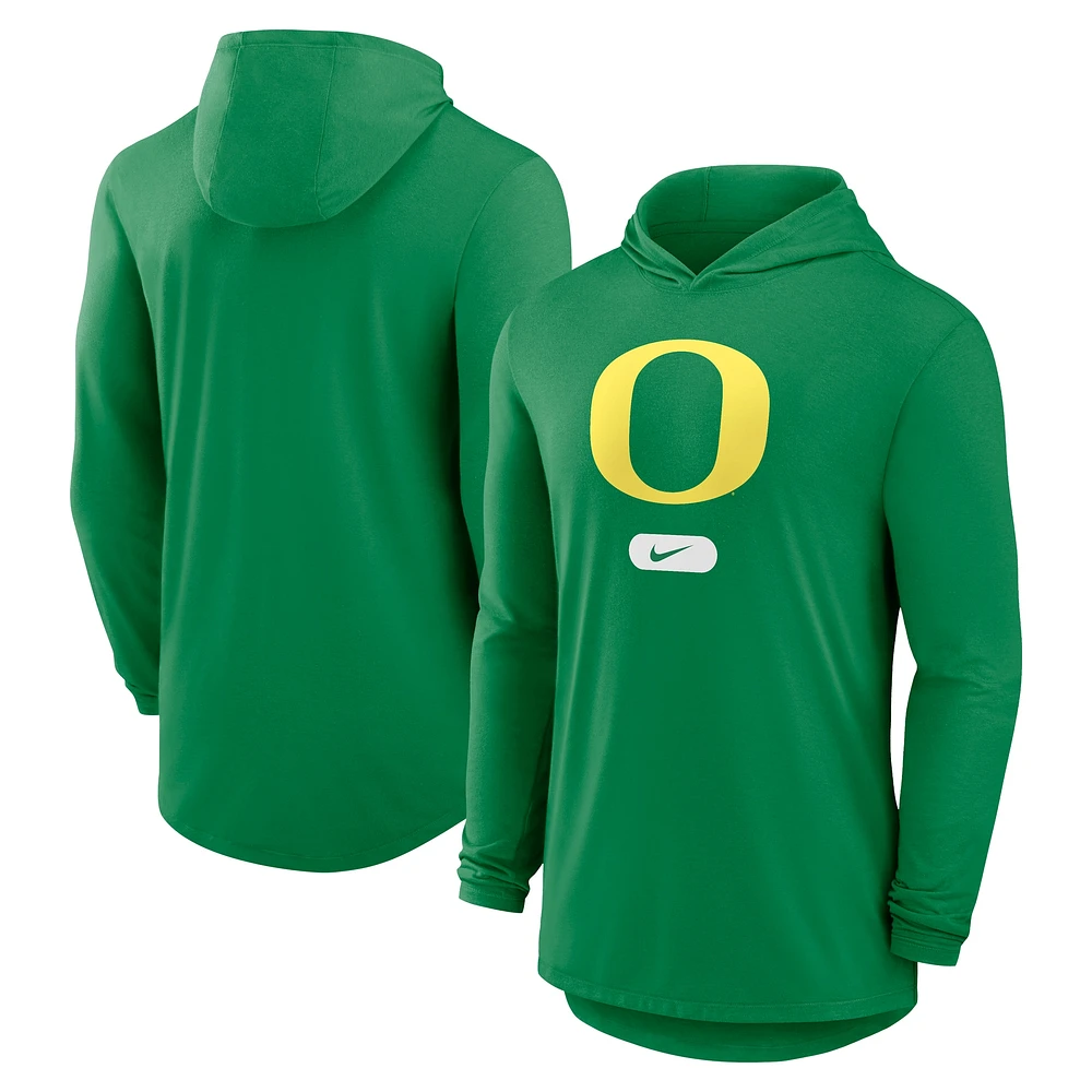 Men's Nike Green Oregon Ducks Lightweight Performance Long Sleeve Hoodie T-Shirt