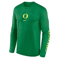 Men's Nike  Green Oregon Ducks Primetime Center Lockup Two-Hit Legend Long Sleeve T-Shirt