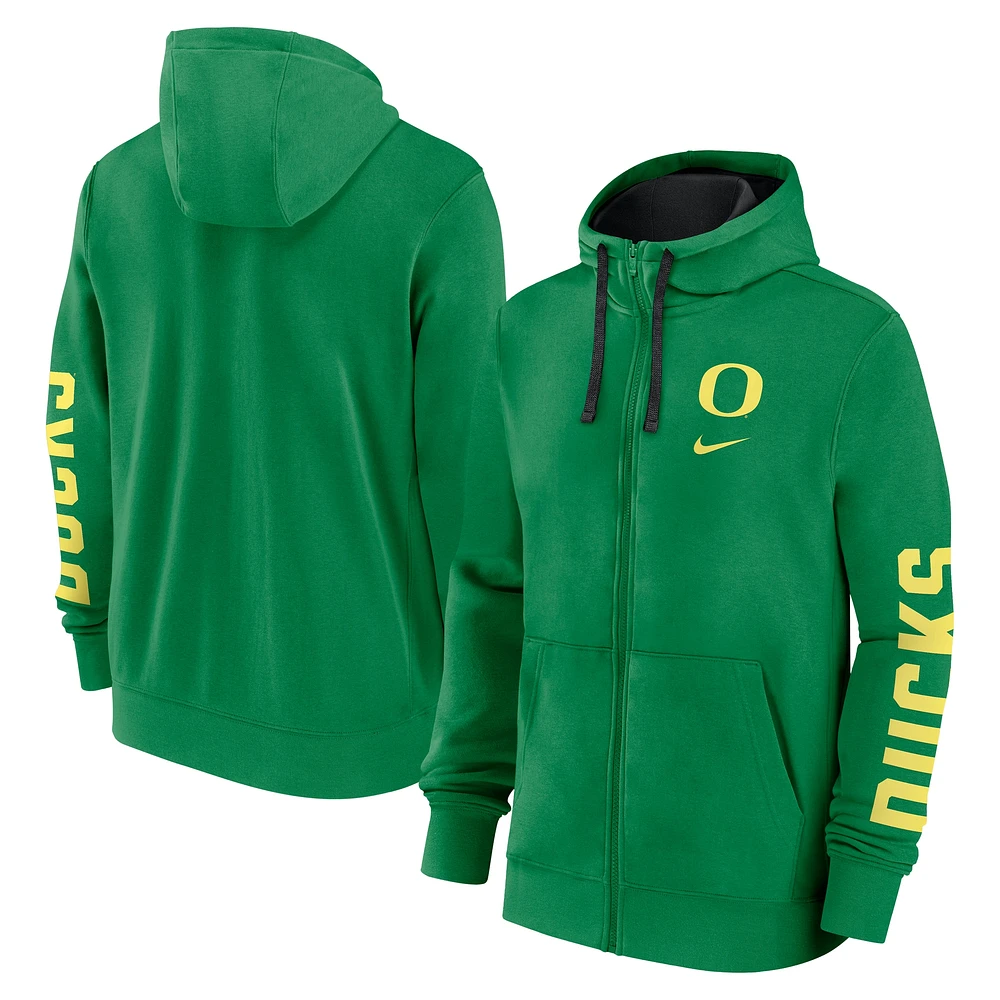 Men's Nike Green Oregon Ducks Primetime Primary Mascot Full-Zip Hoodie