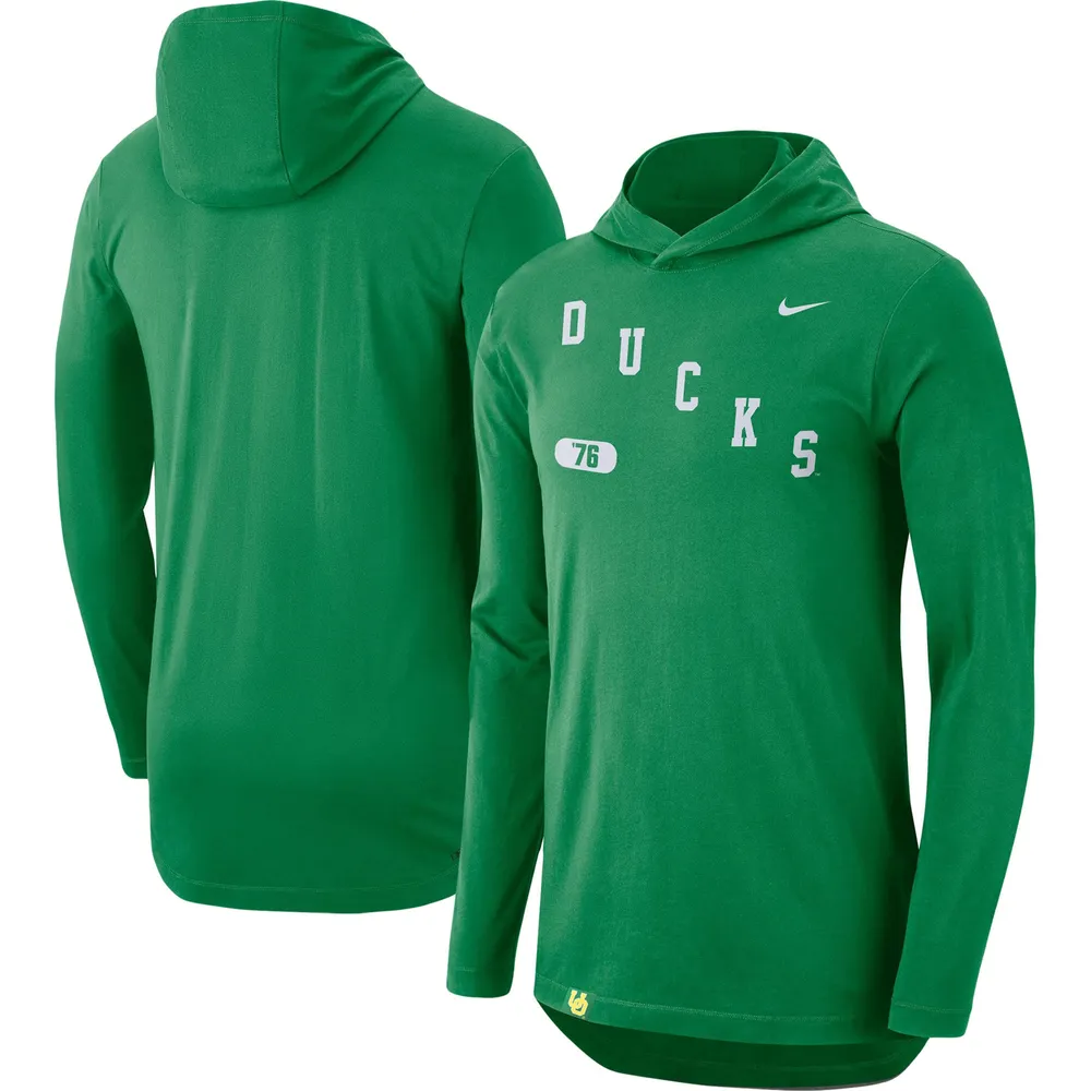 Men's Nike Green Oregon Ducks Team Performance Long Sleeve Hoodie T-Shirt