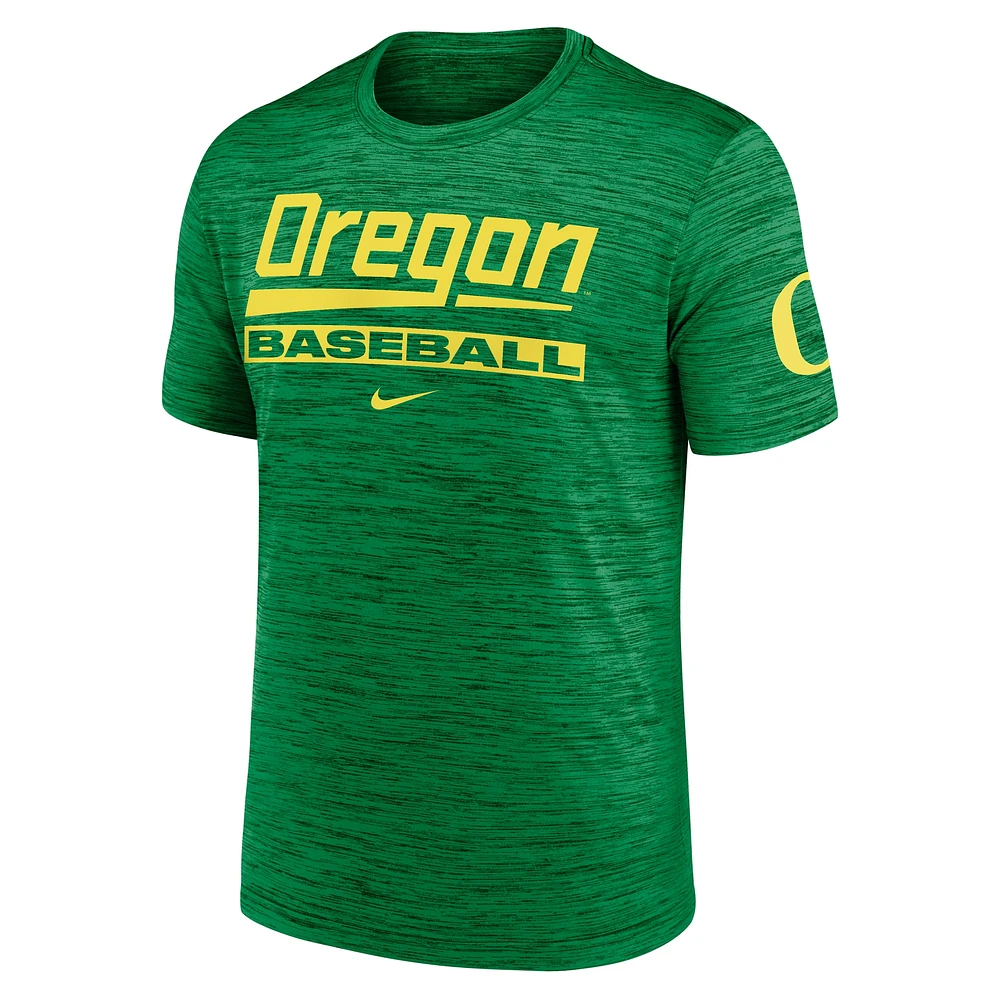 Men's Nike Green Oregon Ducks Velocity Baseball Wordmark Stack Performance T-Shirt