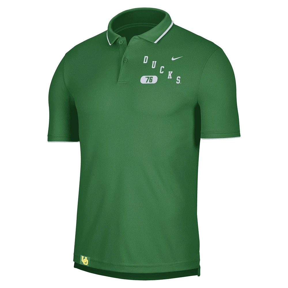 Polo performance Nike Oregon Ducks Wordmark vert pour homme