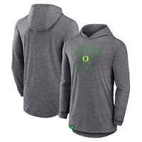 T-shirt à manches longues et capuche Nike Heather Grey Oregon Ducks Blitz pour homme