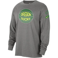 Men's Nike Heather Gray Oregon Ducks Fast Break Long Sleeve T-Shirt