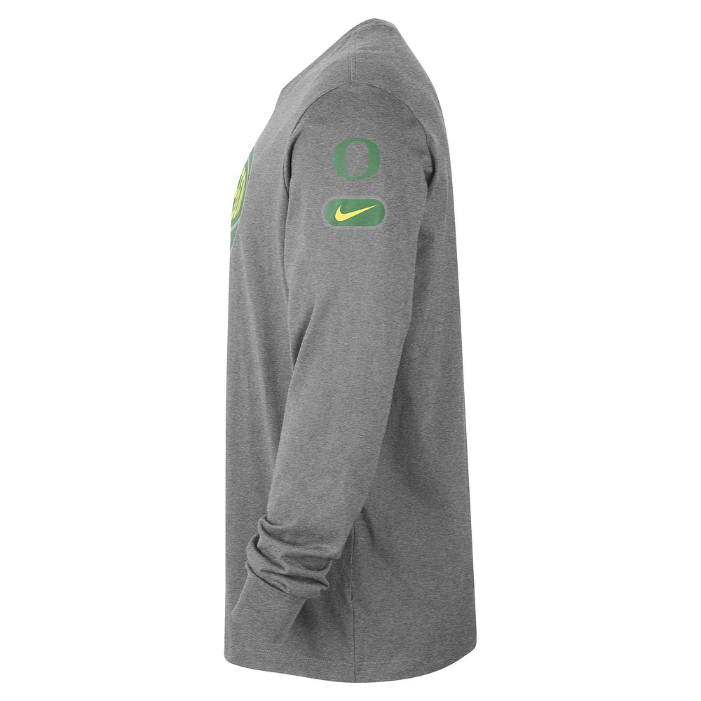 Men's Nike Heather Gray Oregon Ducks Fast Break Long Sleeve T-Shirt