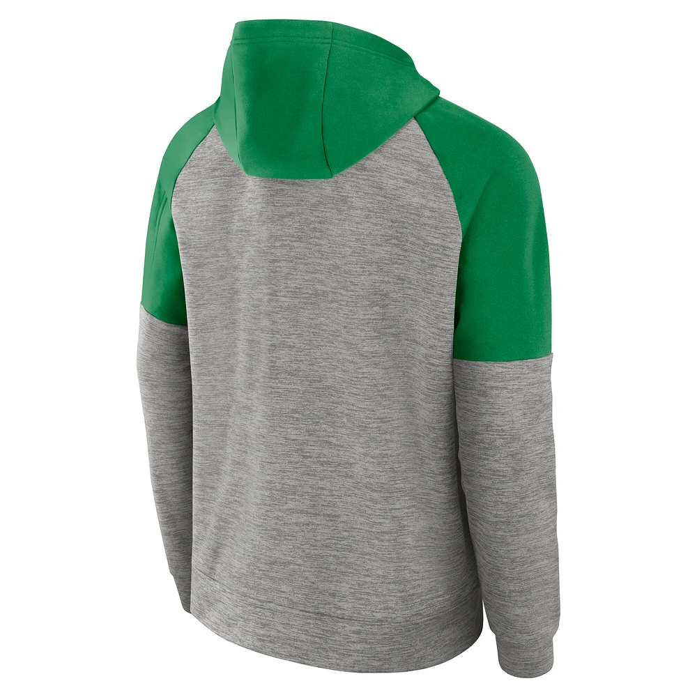 Sweat à capuche Nike Heather Grey Oregon Ducks Fitness Performance entièrement zippé pour homme