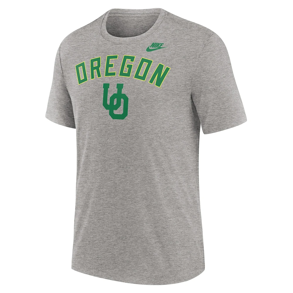 Men's Nike Heather Gray Oregon Ducks Legacy Arch Tri-Blend T-Shirt