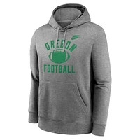 Men's Nike Heather Gray Oregon Ducks Legacy Football Icon Club Fleece Pullover Hoodie