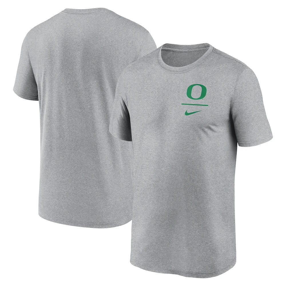 Men's Nike Heather Gray Oregon Ducks Primary Logo Legend Performance T-Shirt