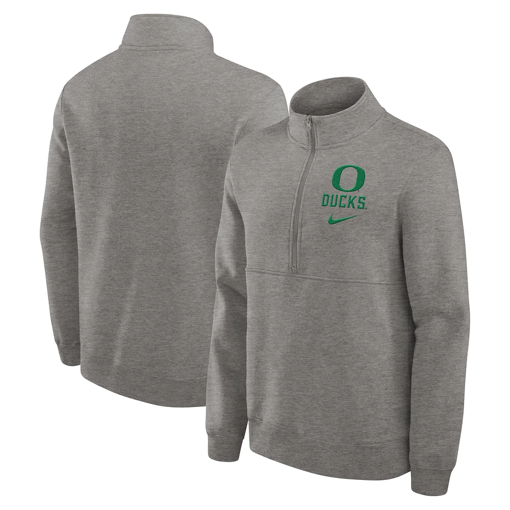 Sweat-shirt à demi-zip Nike Heather Grey Oregon Ducks Primetime Club pour homme