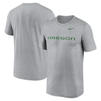 T-shirt Nike pour hommes, gris chiné, Oregon Ducks, Primetime Legend Wordmark