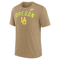 T-shirt Nike Legacy Arch Tri-Blend marron clair chiné pour homme des Ducks de l'Oregon