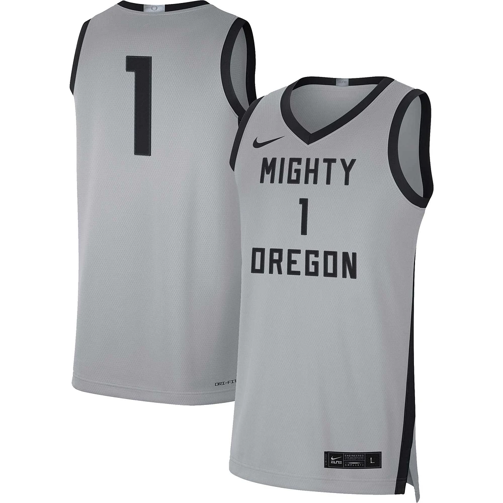 Maillot de basket-ball Nike #1 pour hommes, gris/noir, Oregon Ducks Limited