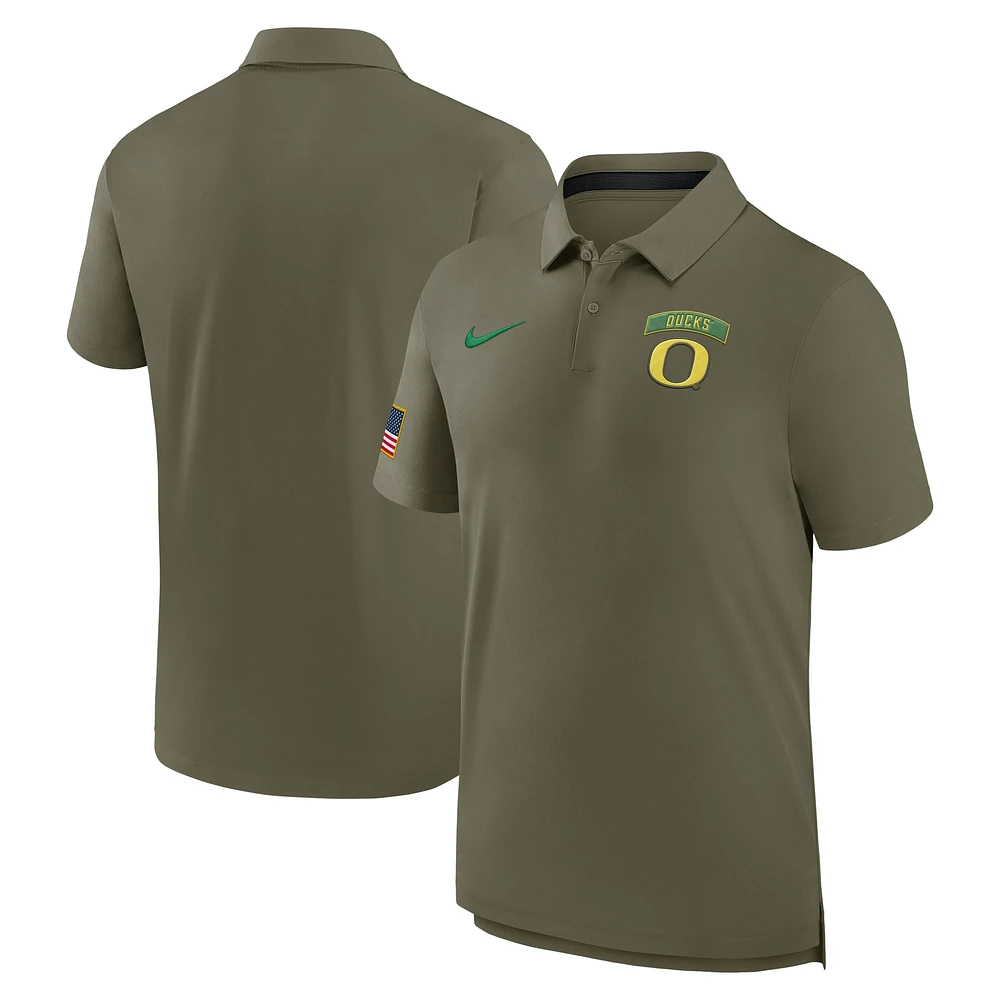 Polo Nike Olive Oregon Ducks 2024 Military Appreciation Tour Performance pour homme