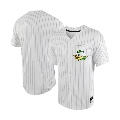 Oregon Ducks Nike Pinstripe Replica Full-Button Baseball Jersey - White/Silver