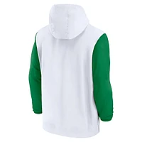 Sweat à capuche Nike blanc Oregon Ducks 2024 Sideline Pregame Player demi-zip pour homme