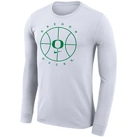 T-shirt à manches longues Nike pour hommes, blanc, Oregon Ducks, Icon Legend Performance, basket-ball