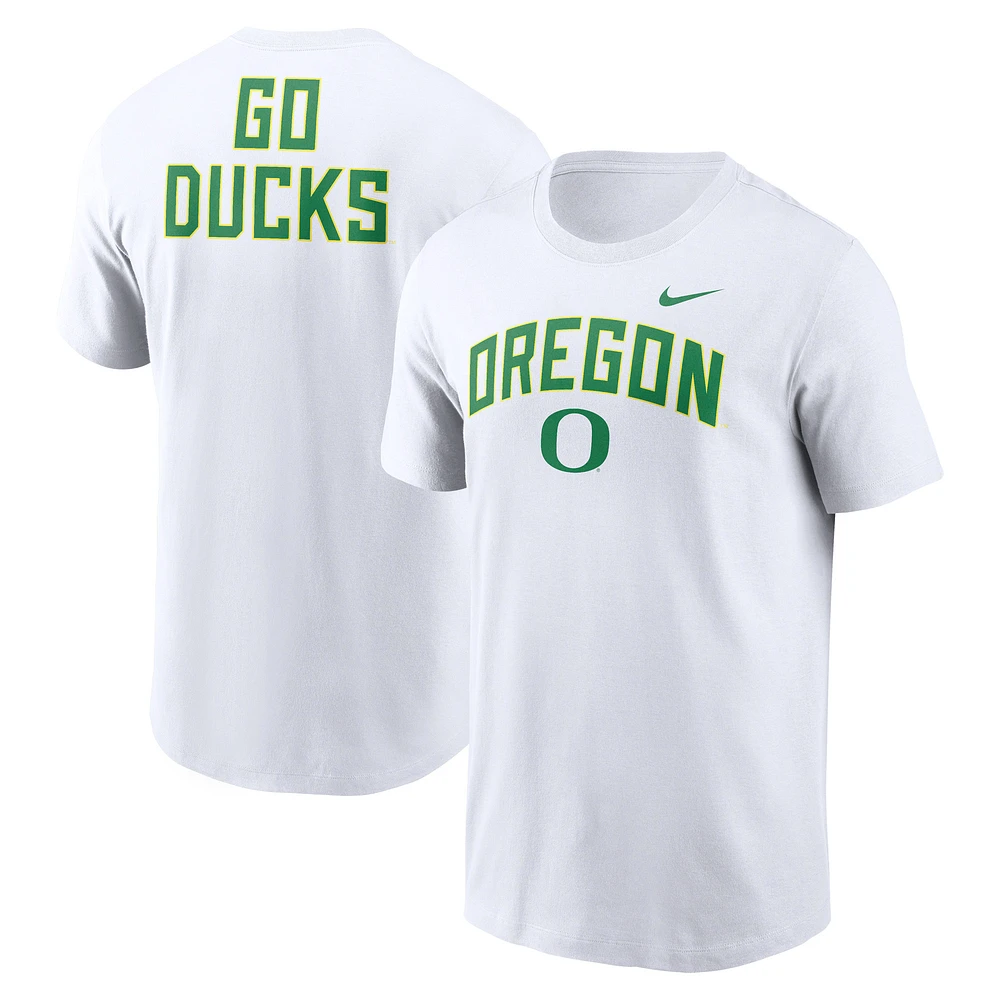 T-shirt Nike blanc Oregon Ducks Blitz 2-Hit pour homme