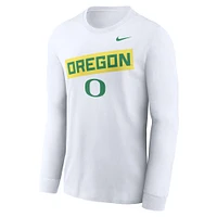 Men's Nike White Oregon Ducks Two-Hit Classic Location Long Sleeve T-Shirt