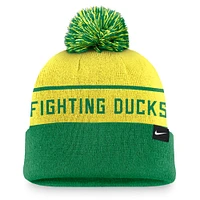 Men's Nike Yellow/Green Oregon Ducks Local Peak Cuffed Knit Hat with Pom