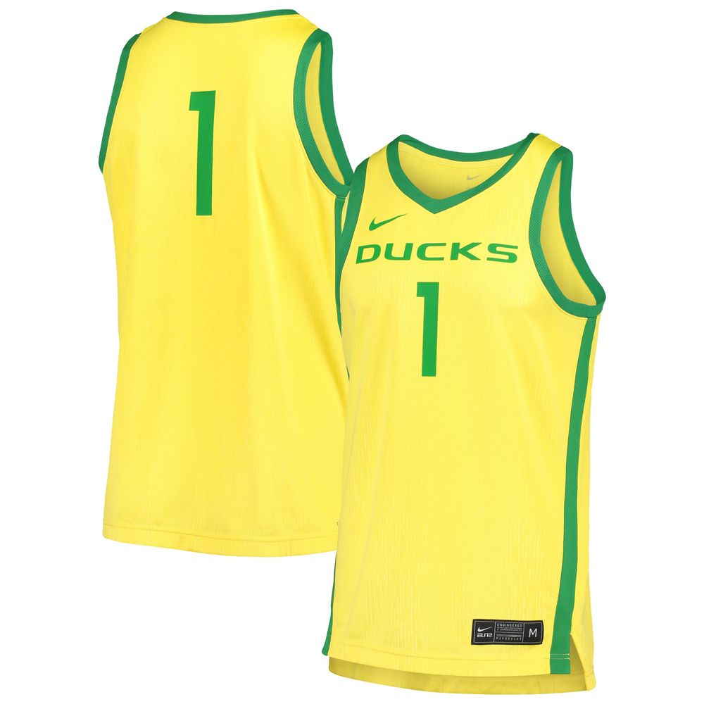 Men's Nike Yellow Oregon Ducks Replica Basketball Jersey