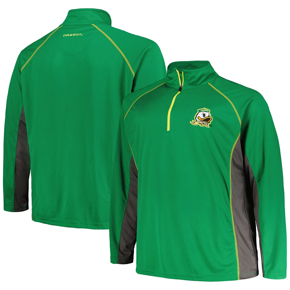 Men's Profile Green Oregon Ducks Big & Tall Quarter-Zip Raglan Jacket