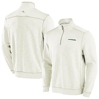 Men's Tommy Bahama Cream Oregon Ducks Tobago Bay Half-Zip Tri-Blend Top