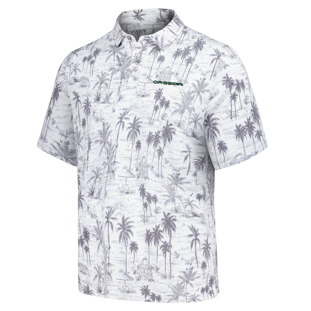 Men's Tommy Bahama Gray Oregon Ducks Sport Cabana Shores IslandZone Tri-Blend Polo