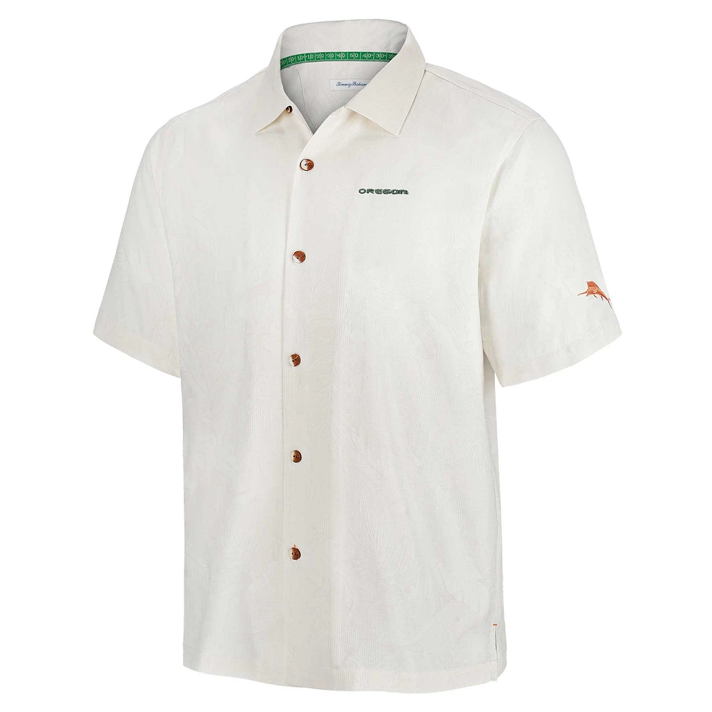 Chemise boutonnée blanche Tommy Bahama pour homme, Oregon Ducks Coconut Matchup Camp