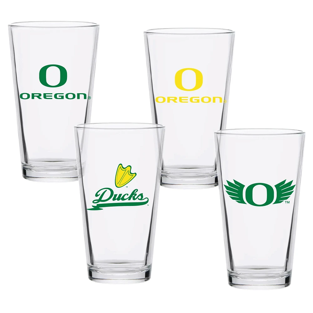 Lot de quatre verres à bière de collection Oregon Ducks de 16 oz