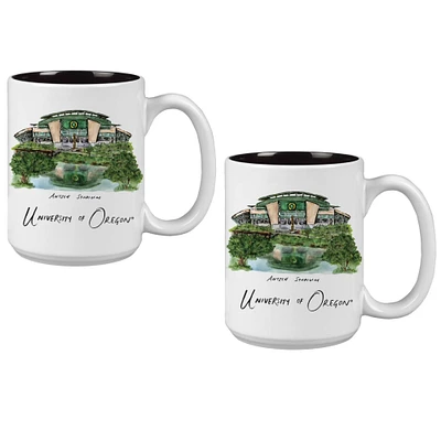 Lot de 2 tasses de 15 oz des Oregon Ducks de l'Université Laura Wilcox