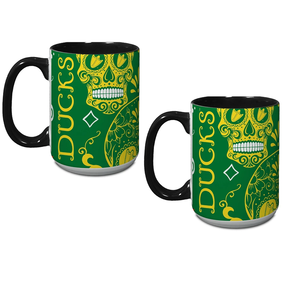 Oregon Ducks Two-Pack Dia De Los Muertos Mug Set