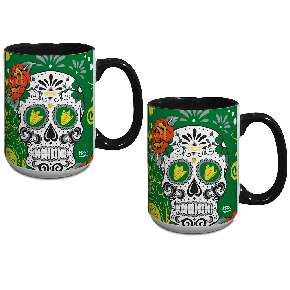 Oregon Ducks Two-Pack Dia De Los Muertos Mug Set