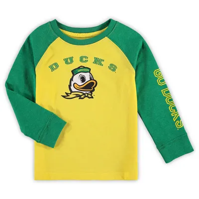 Oregon Ducks Colosseum Toddler Long Sleeve Raglan T-Shirt - Yellow