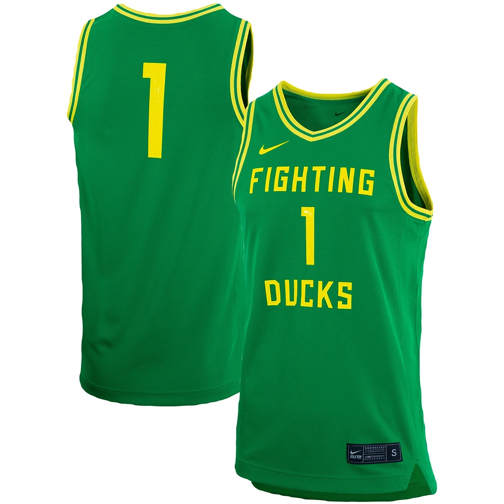 Maillot de basket-ball unisexe Nike #1 vert Oregon Ducks pour femme