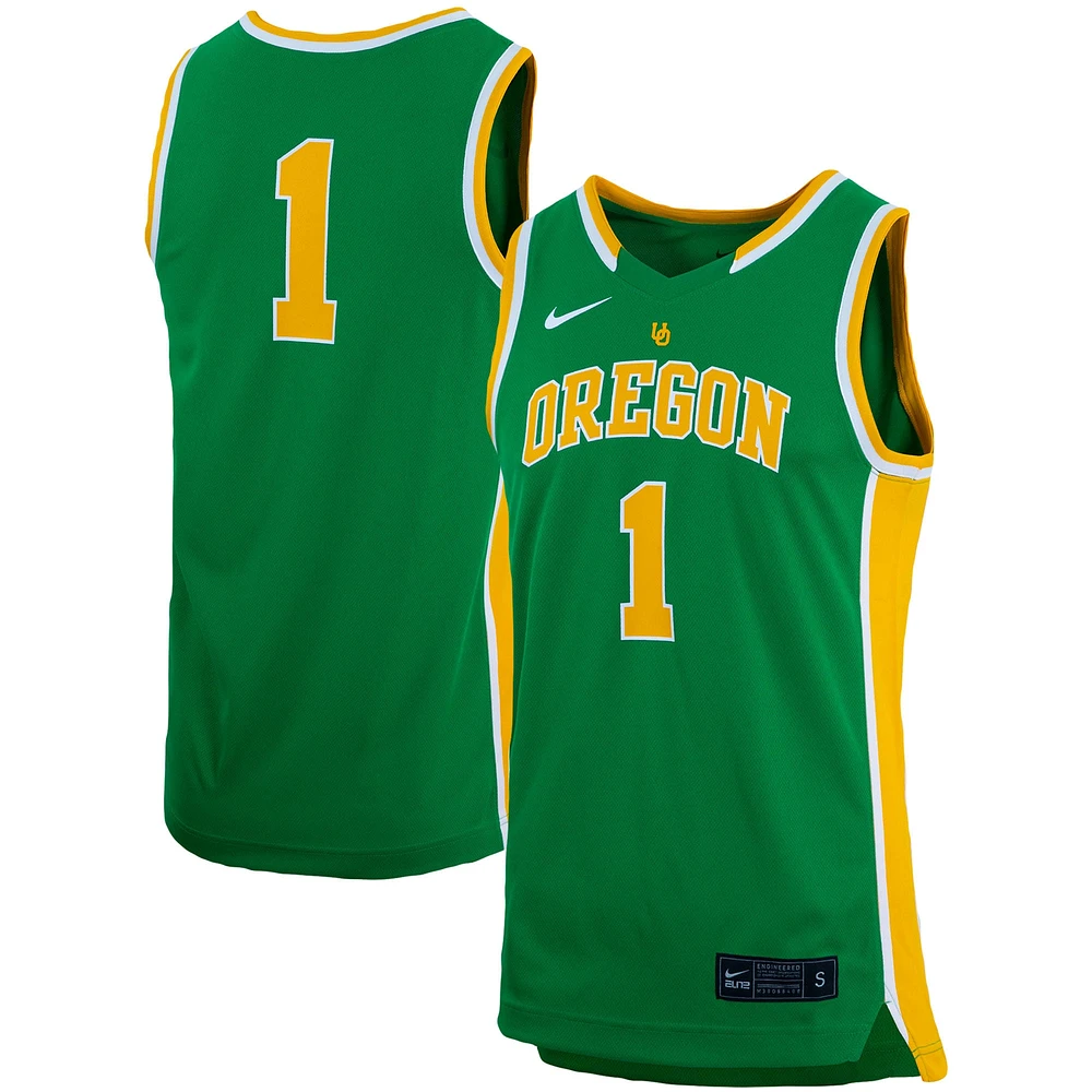 Maillot de basket-ball unisexe Nike #1 vert Oregon Ducks réplique pour femme